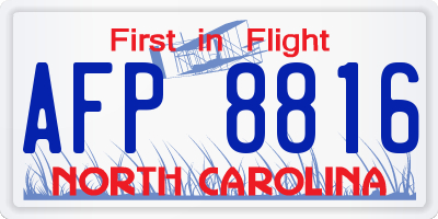 NC license plate AFP8816