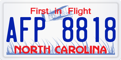 NC license plate AFP8818