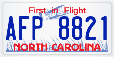 NC license plate AFP8821
