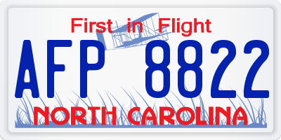 NC license plate AFP8822
