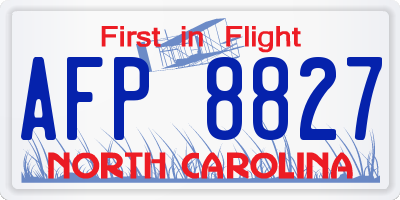 NC license plate AFP8827