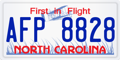 NC license plate AFP8828