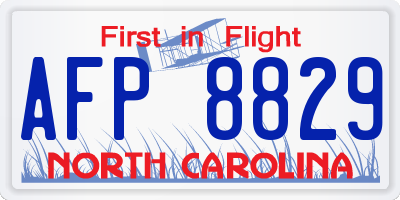 NC license plate AFP8829