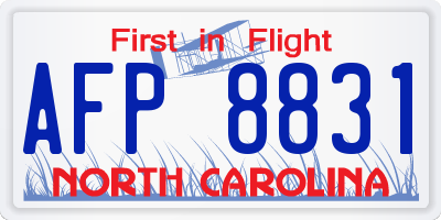 NC license plate AFP8831