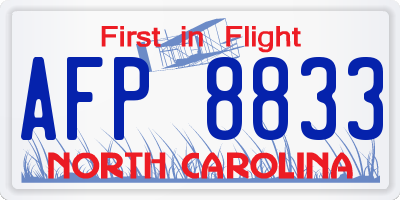 NC license plate AFP8833