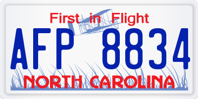 NC license plate AFP8834