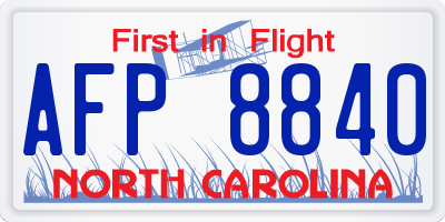 NC license plate AFP8840