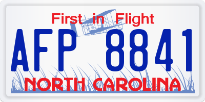 NC license plate AFP8841