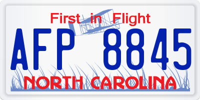 NC license plate AFP8845