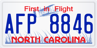 NC license plate AFP8846