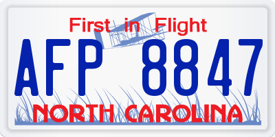 NC license plate AFP8847