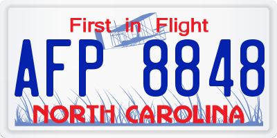 NC license plate AFP8848
