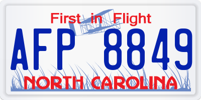 NC license plate AFP8849