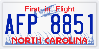 NC license plate AFP8851