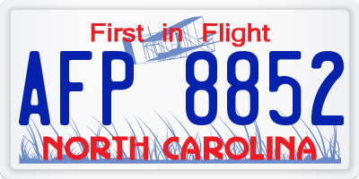 NC license plate AFP8852