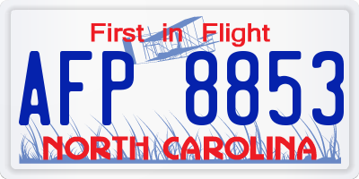 NC license plate AFP8853