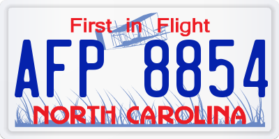 NC license plate AFP8854