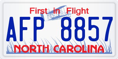 NC license plate AFP8857