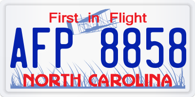 NC license plate AFP8858