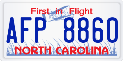 NC license plate AFP8860