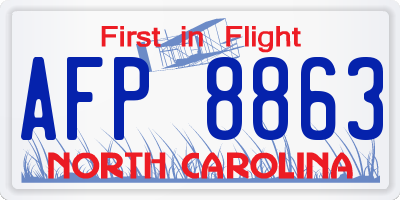 NC license plate AFP8863