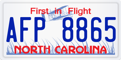 NC license plate AFP8865