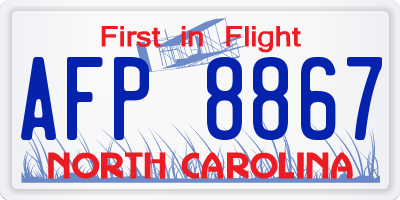 NC license plate AFP8867