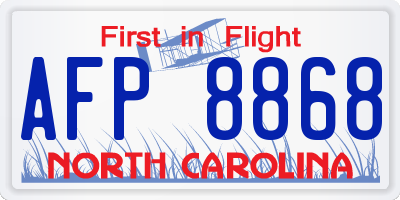 NC license plate AFP8868