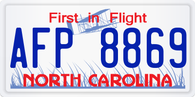 NC license plate AFP8869