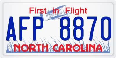 NC license plate AFP8870