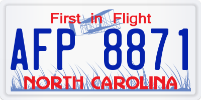NC license plate AFP8871