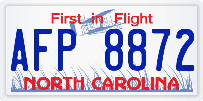 NC license plate AFP8872