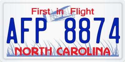 NC license plate AFP8874