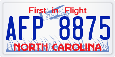 NC license plate AFP8875