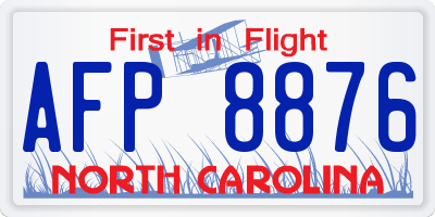NC license plate AFP8876