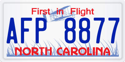 NC license plate AFP8877