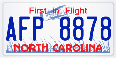 NC license plate AFP8878