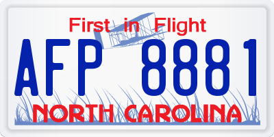 NC license plate AFP8881