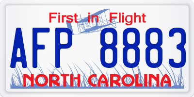 NC license plate AFP8883