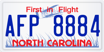 NC license plate AFP8884