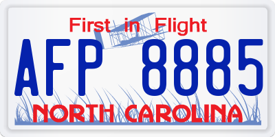NC license plate AFP8885