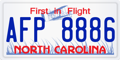 NC license plate AFP8886