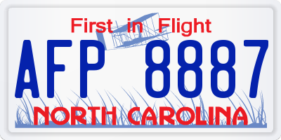 NC license plate AFP8887
