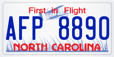 NC license plate AFP8890