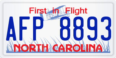 NC license plate AFP8893