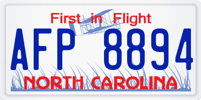 NC license plate AFP8894
