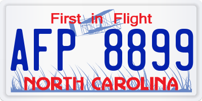 NC license plate AFP8899