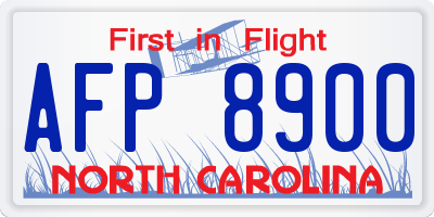 NC license plate AFP8900
