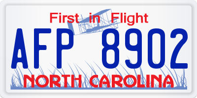 NC license plate AFP8902