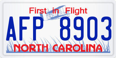 NC license plate AFP8903